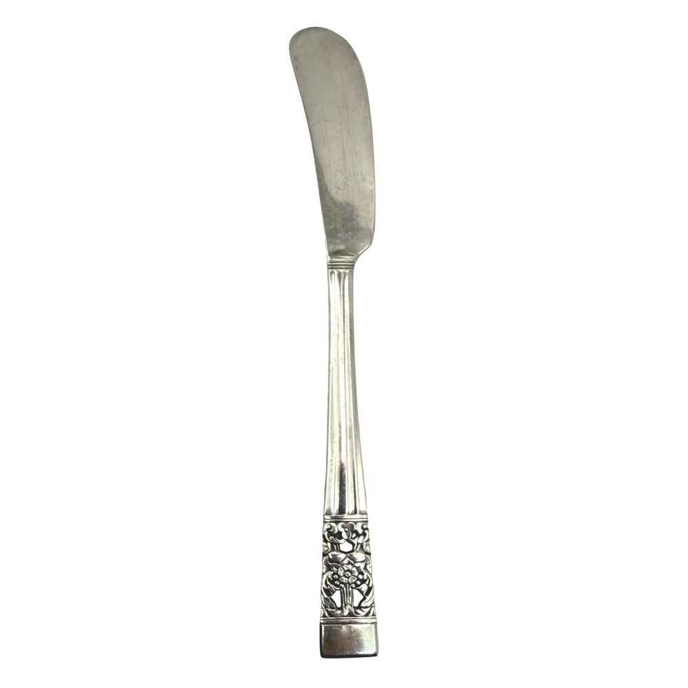 Vintage Silverplate Butter Knife Floral Pierced Handle ~6.5"‎ Ornate Pattern